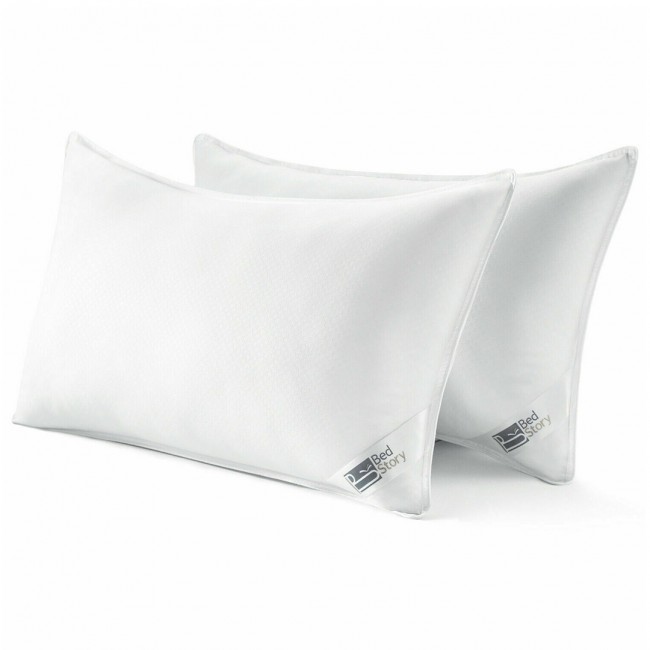 STANDARD White Set of 2 Perfect Choice Gold Polyester Pillows Customer Ret 