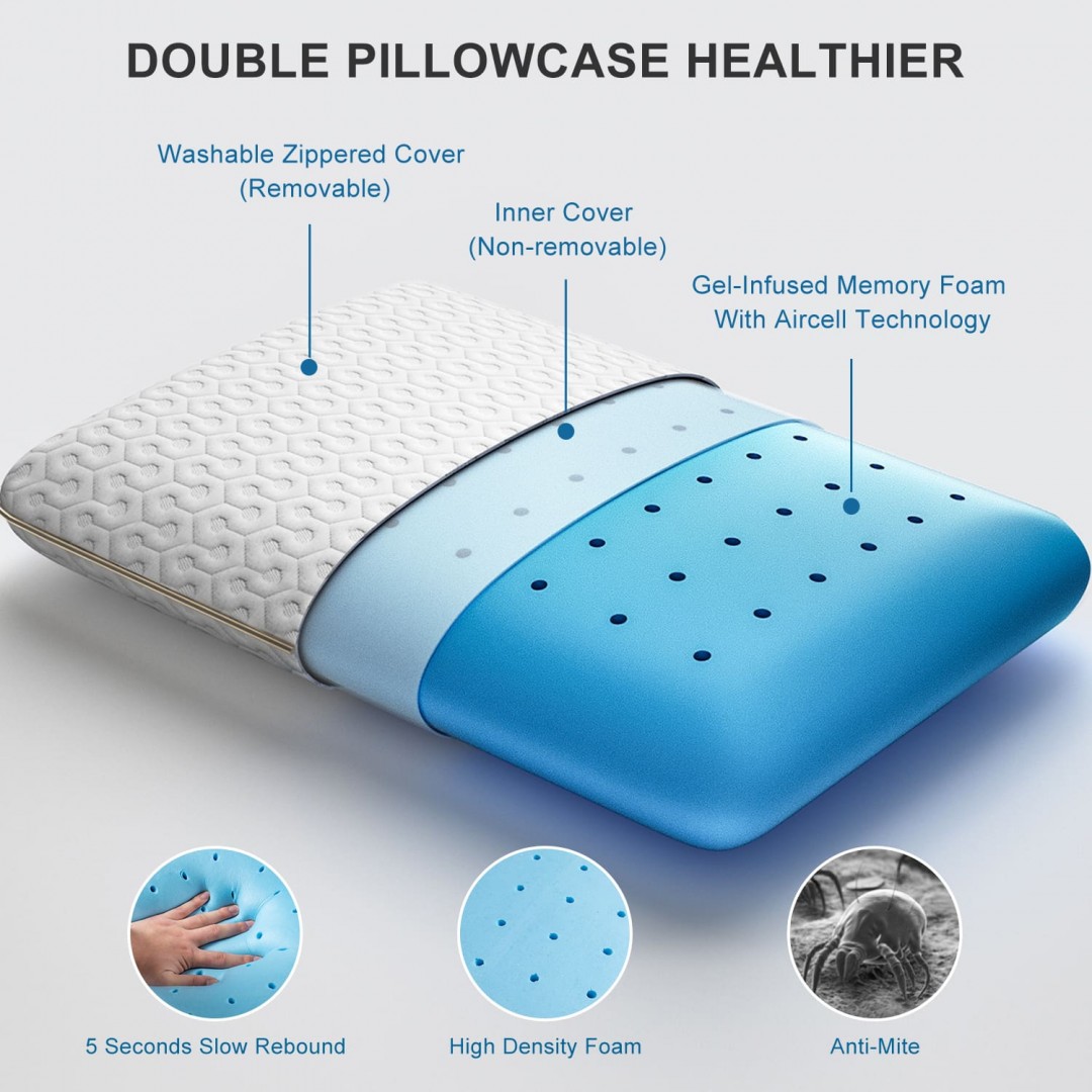 mugetu gel infused memory foam pillow